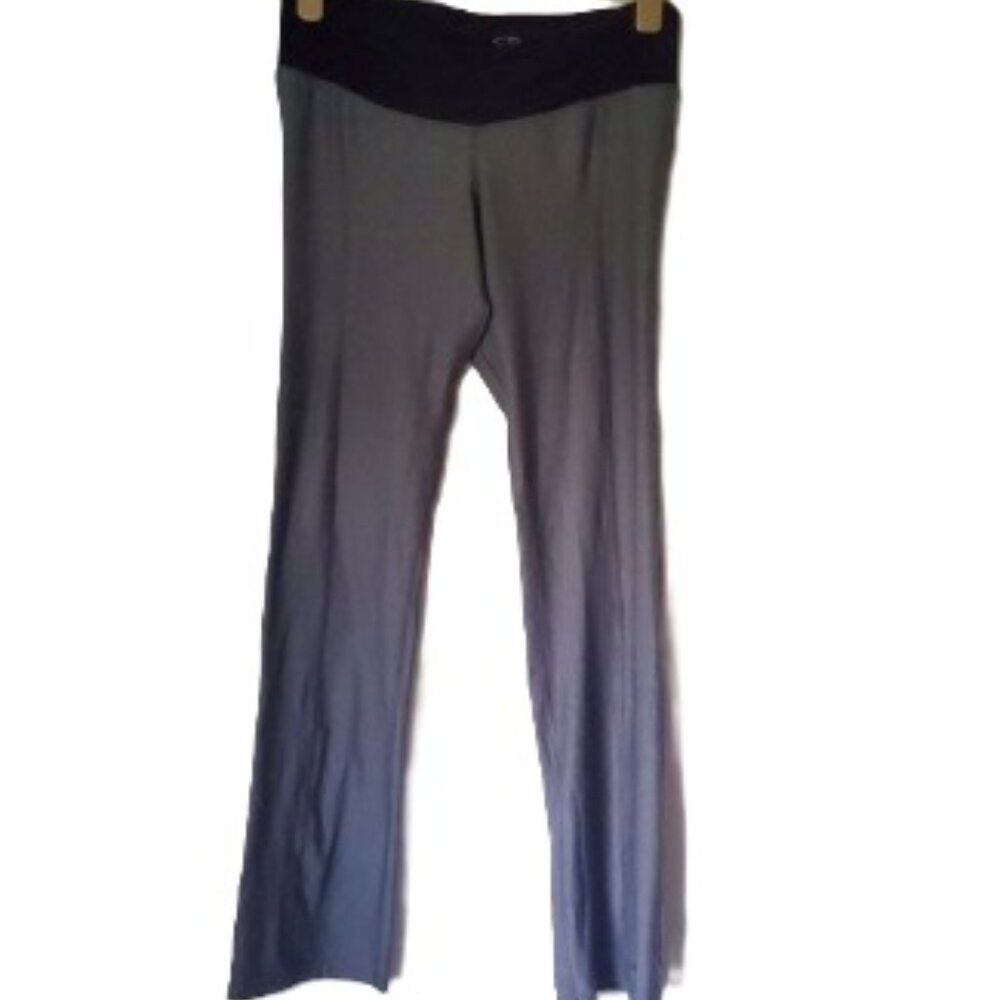 CHAMPION Women's Workout Pants Long Grey & Black Waistband Athleisurewear MEDIUM